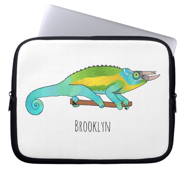 Housse Pour Ordinateur Portable Illustration du caméléon de Jackson (Devant)