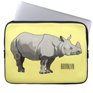 Housse Pour Ordinateur Portable Illustration du rhinocéros de Javan