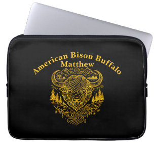 Housse Pour Ordinateur Portable Illustration d'un bison buffle dans un paysage scé