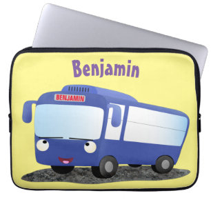 Housse Pour Ordinateur Portable Illustration d'un bus moderne bleu mignon