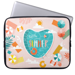 Housse Pour Ordinateur Portable illustration estivale de la piscine de plage Abstr