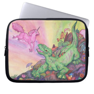 Housse Pour Ordinateur Portable Illustration Imaginaire Lizard Pink Flying Unicorn