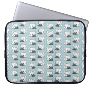 Housse Pour Ordinateur Portable Illustration noire de Frenchie de crème de masque