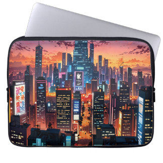 Housse Pour Ordinateur Portable Illustration of a big city at night