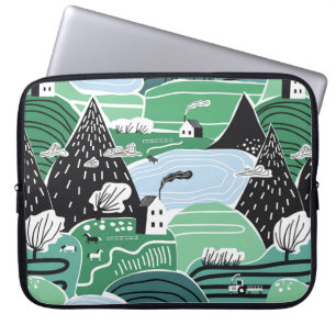 Housse Pour Ordinateur Portable Illustration scandinave abstraite dessinée à la
