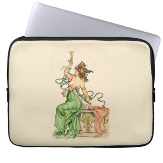 Housse Pour Ordinateur Portable Illustration vintage Art Nouveau de la Dame du Cha