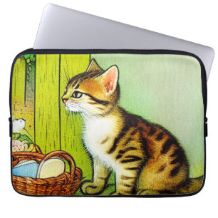 Housse Pour Ordinateur Portable Illustration vintage Tabby Cat