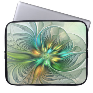 Housse Pour Ordinateur Portable Imaginaire coloré Moderne Fleur Abstraite Fractale