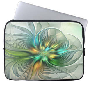 Housse Pour Ordinateur Portable Imaginaire coloré Moderne Fleur Abstraite Fractale