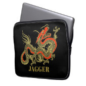 Housse Pour Ordinateur Portable Imaginaire rouge noir Dragon chinois (devant gauche)