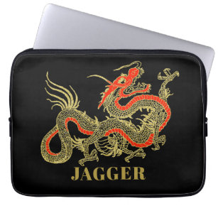 Housse Pour Ordinateur Portable Imaginaire rouge noir Dragon chinois