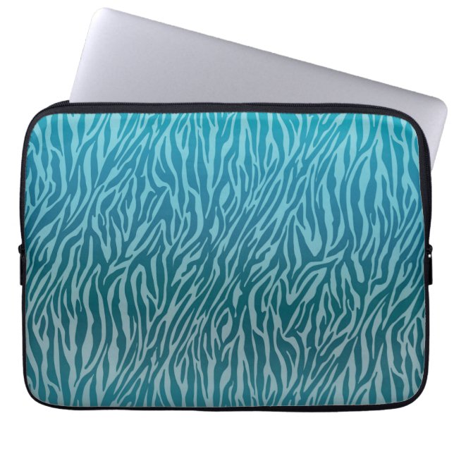 Housse Pour Ordinateur Portable Impression Aqua Ombre Zebra (Devant)
