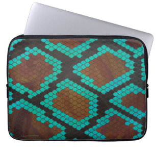 Housse Pour Ordinateur Portable Impression Brown et Turquoise de serpent