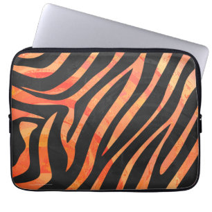 Housse Pour Ordinateur Portable Impression noire et orange Zebra