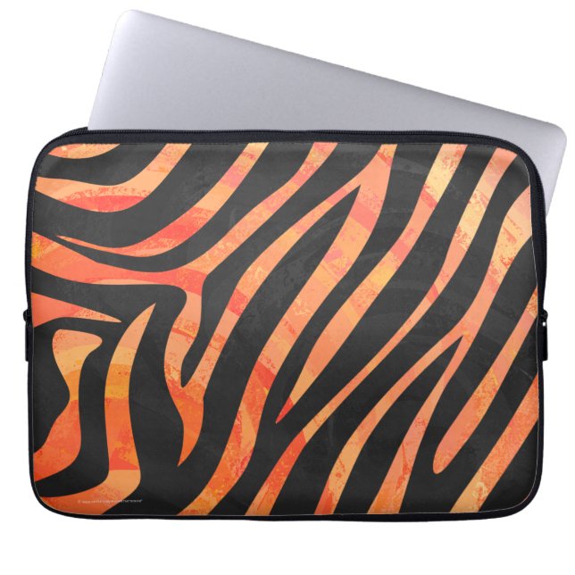 Housse Pour Ordinateur Portable Impression noire et orange Zebra (Devant)