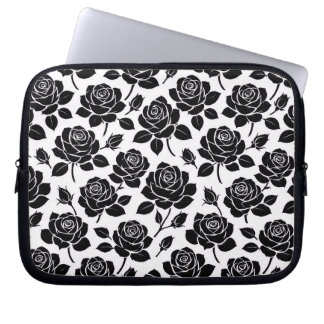 Housse Pour Ordinateur Portable Impression Rose Noire