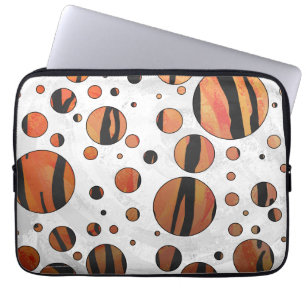Housse Pour Ordinateur Portable Imprimé orange chaud et noir Tigre à pois