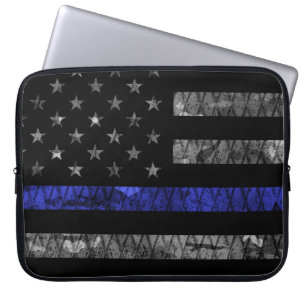 Housse Pour Ordinateur Portable Indicateur de la ligne bleue mince de la police
