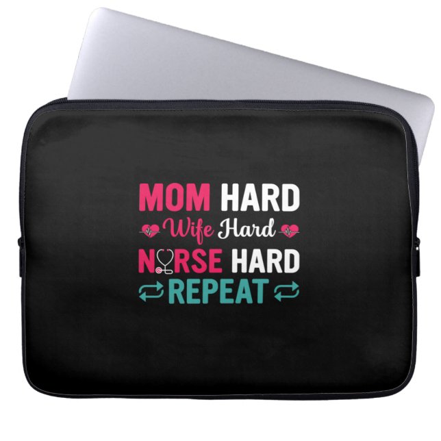 Housse Pour Ordinateur Portable Infirmière Cadeau | Maman Difficile Femme Difficil (Devant)