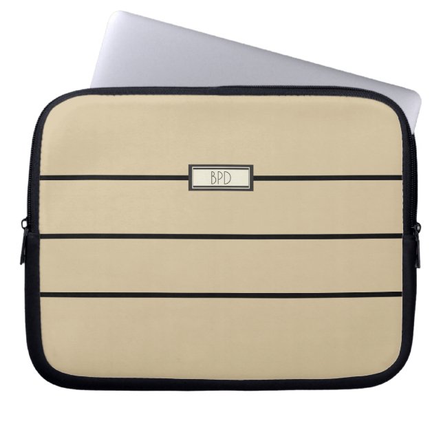 Housse Pour Ordinateur Portable Initiales Monogrammes Classiques Modernes Tan Desi (Devant)