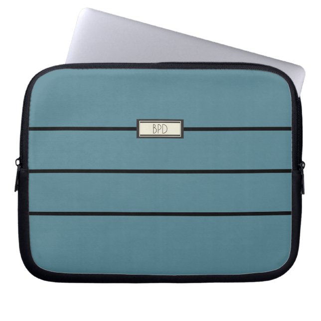 Housse Pour Ordinateur Portable Initiales Monogrammes Design Modernes Turquoise (Devant)