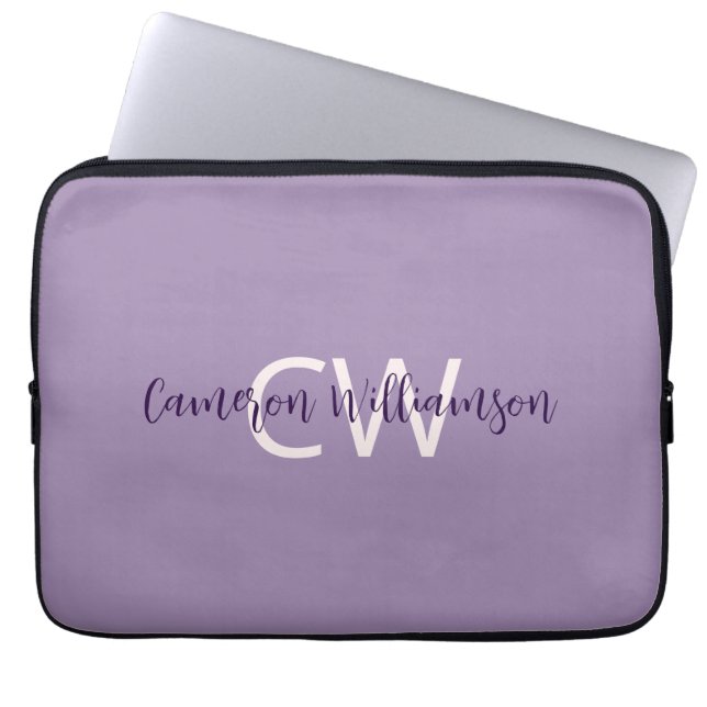 Housse Pour Ordinateur Portable Initiales Nom Sophisticated Solid Violet (Devant)
