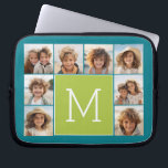 Housse Pour Ordinateur Portable Instagram Photo Collage Monogramme - Bleu et chaux<br><div class="desc">Vibrant Green et un riche Arrière - plan bleu Turquoise - Vous pouvez utiliser des photos carré ou selfie pour cette conception. Utilisez 8 photos carrés pour créer un cadeau unique et personnel. Ou vous pouvez garder le chiot hipster et faire un gardien branché. Si vous avez besoin d'ajuster les...</div>