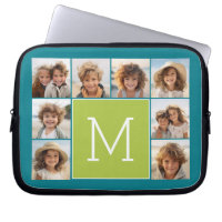 Instagram Photo Collage Monogramme - Bleu et chaux