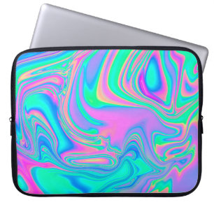 Housse Pour Ordinateur Portable Iridescente marbrée texture holographique en dyna