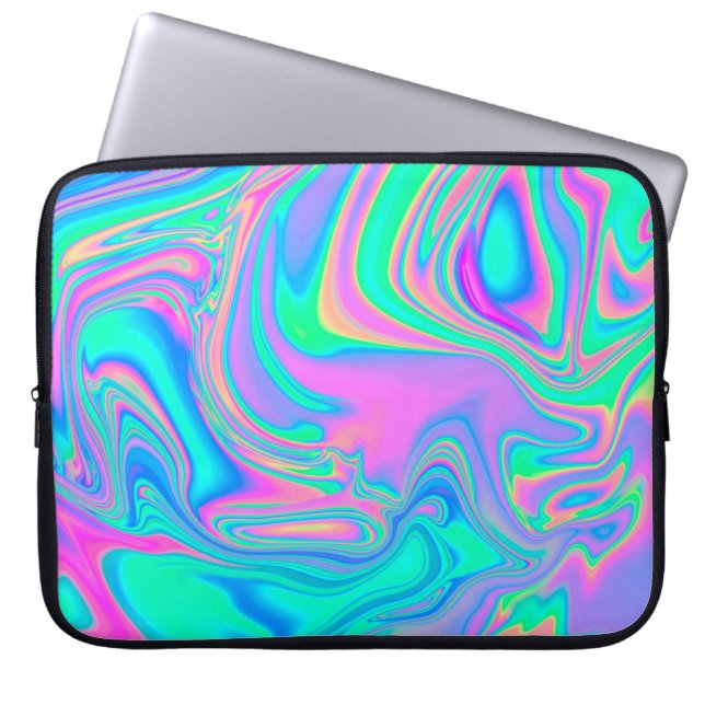 Housse Pour Ordinateur Portable Iridescente marbrée texture holographique en dynam (Devant)