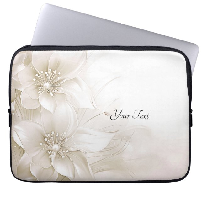Housse Pour Ordinateur Portable Ivory White Flowers Laptop Sleeve (Devant)