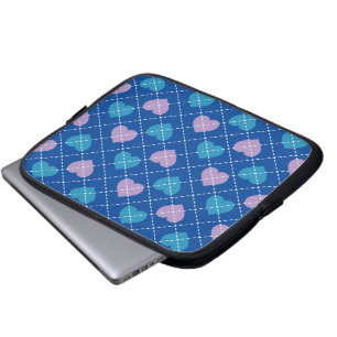 Housse Pour Ordinateur Portable Jacquard Lavande et Coeurs Bleus Bébés