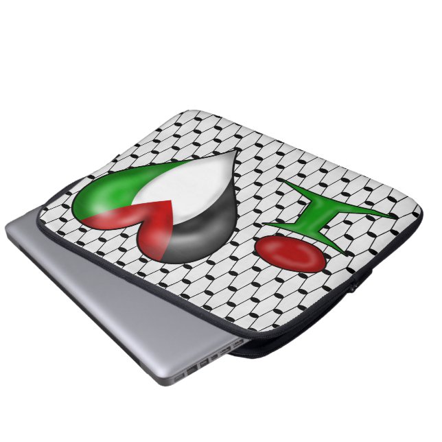 Housse Pour Ordinateur Portable J'aime la Palestine (Devant bas)
