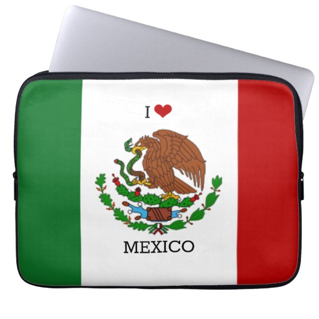 Housse Pour Ordinateur Portable j'aime le mexique - drapeau mexicain, (Devant)