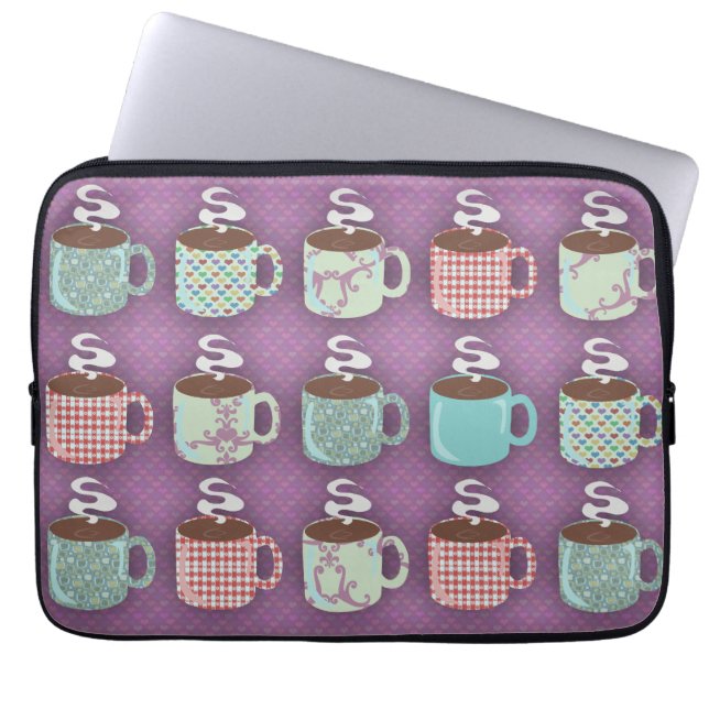 Housse Pour Ordinateur Portable J'Aime Les Mugs Rétro (Devant)