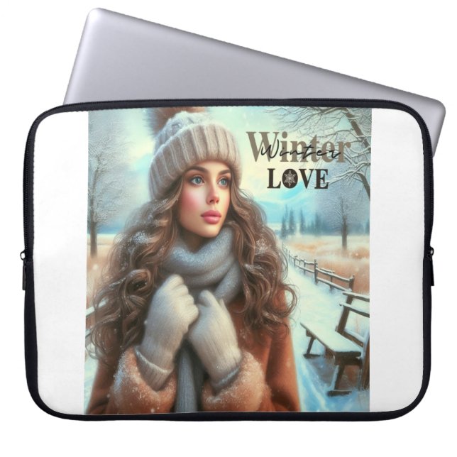 Housse Pour Ordinateur Portable J'aime l'hiver (Devant)
