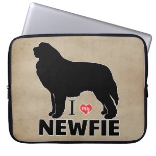 Housse Pour Ordinateur Portable J'aime ma nouvelle race de chiens de Terre-Neuve