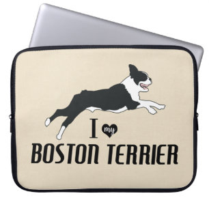Housse Pour Ordinateur Portable J'aime mon chien de Boston Terrier