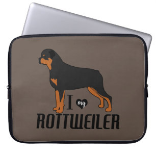 Housse Pour Ordinateur Portable J'aime mon chien Rottweiler Rottie