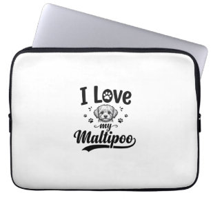 Housse Pour Ordinateur Portable J'aime mon design de chien gravure vintage Maltipo