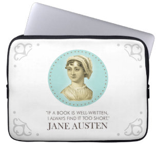 Housse Pour Ordinateur Portable Jane Austen Portrait et citation sur la lecture