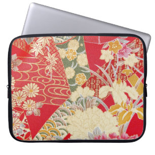 Housse Pour Ordinateur Portable Japonais KIMONO Textile, motif floral