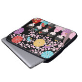 Housse Pour Ordinateur Portable Japonais Kokeshi Dolls Noir (Devant bas)