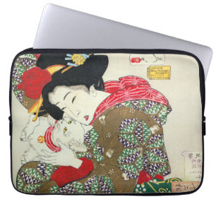 Housse Pour Ordinateur Portable Japonaise avec Chat, Tsukioka Yoshitoshi