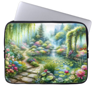 Housse Pour Ordinateur Portable Jardin de cascade enchanté Étang de nénuphars
