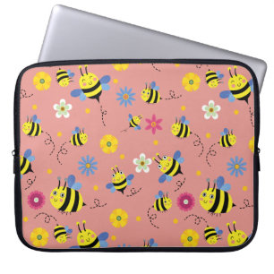Housse Pour Ordinateur Portable Jardin de fleurs d'abeilles douces