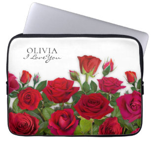 Housse Pour Ordinateur Portable Jardin de roses rouges modernes minimaliste nom