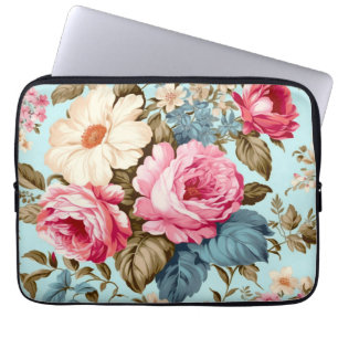 Housse Pour Ordinateur Portable Jardin Floral rose vintage