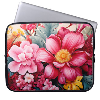 Housse Pour Ordinateur Portable Jardin floral tropical rose exotique