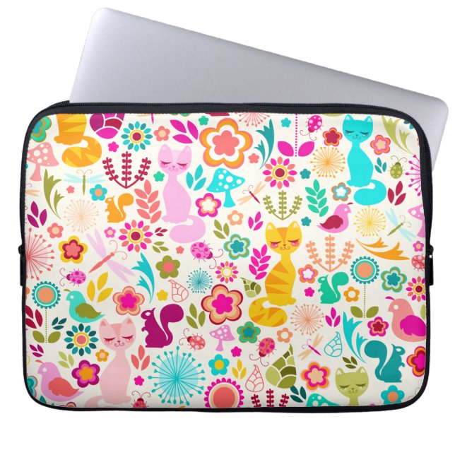 Housse Pour Ordinateur Portable Jardin Kitty (Devant)